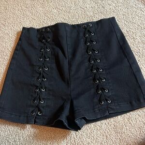 Material Girl back zip black shorts